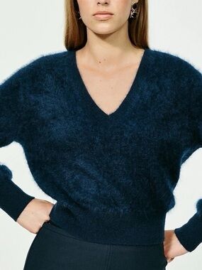 J. Crew Brushed cashmere cropped V-neck sweater